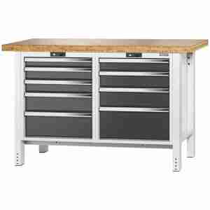 Banco da lavoro, 9 cassetti, Piano in bambù, 20×20G, Lunghezza piano: 1500mm